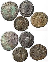 ROM: Claudius II, Quintillius, Aurelian, Antoninian 268-275 4 stk.