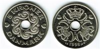5 kr. 1998 i kv. S - fra Kgl. møntsæt