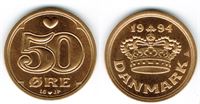 50 øre 1994 i kv. S - fra Kgl. møntsæt