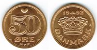 50 øre 1992 i kv. S - fra Kgl. møntsæt
