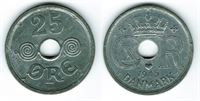 25 øre 1945 i kv. 01 - 0 - flot lys mønt, lidt flad krone