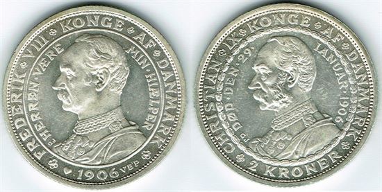Erindringsmønt - Årgang 1906 2 kr. sølv i kv. 0
