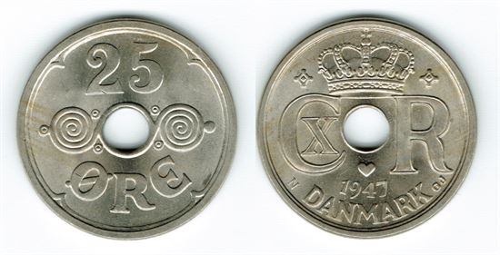 25 øre 1947 i kv. 0