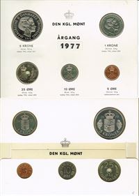 Kgl. møntsæt år 1977 - Med årstal på pap 1975