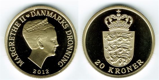 20 kr. 2012 i kv. M - fra Kgl. Proof møntsæt