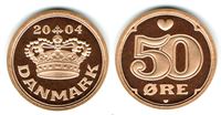 50 øre 2004 i kv. M - fra Kgl. Proof møntsæt