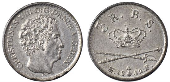 År 1842 - Chr. VIII - 3 R.B.S i kv. 01 Sieg 7