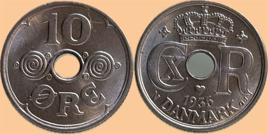 10 øre 1935 i kv. 0