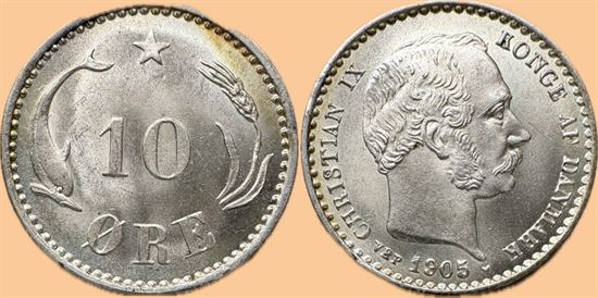 10 øre 1905 i kv. 0