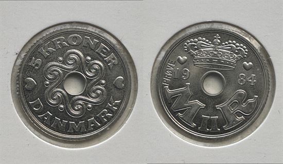 5 kr. 1984 prøvemønt GP 21 