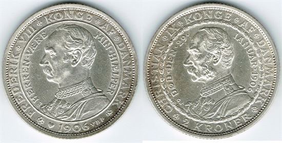 Erindringsmønt - Årgang 1906 2 kr. sølv i kv. 01 - 0