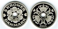 5 kr. 2004 i kv. M - fra Kgl. Proof møntsæt