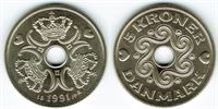 5 kr. 1991 i kv. S  - fra Kgl. møntsæt