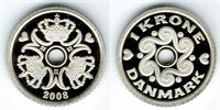 1 kr. 2008 i kv. M - fra Kgl. Proof møntsæt
