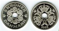 5 kr. 2009 i kv. S - fra Kgl. møntsæt