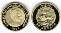 20 kr. 2004 i kv. M - fra Kgl. Proof møntsæt