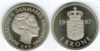 1 kr. 1987 i kv. S - M - Pragteksemplar med medaljeprægskarakter