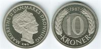 10 kr. 1987 i kv. S - M - Pragteksemplar med medaljeprægskarakter