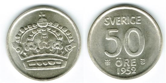 Sverige: 50 øre 1950 i kv. 01 - 0