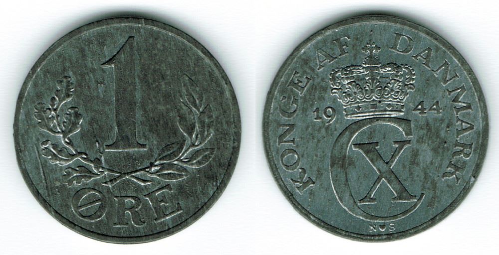 Forbedre Cater liste 1 øre 1944 i kv. 0 - flot lys mønt