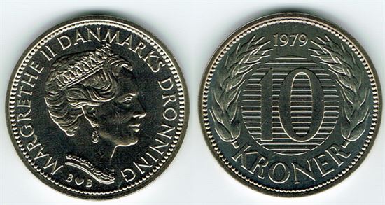 10 kr. 1979 i kv. S  - fra Kgl. møntsæt