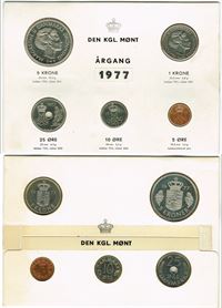 Kgl. møntsæt år 1977 - lidt plettet