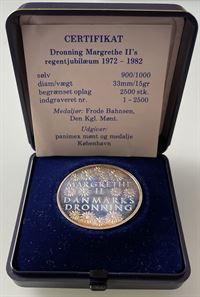 Medalje: Dr. Margrethe II's regentjubilæum 1972 - 1982