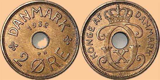 2 øre 1932 i kv. 01 - 0