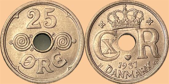 25 øre 1937 i kv. 0