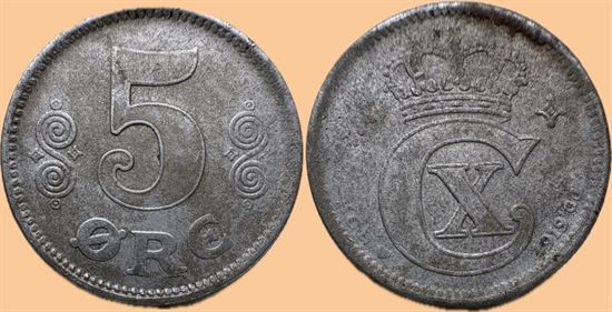 5 øre 1919 jern i kv. 1+