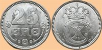 25 øre 1919 i kv. 0 - enkelte små pletter