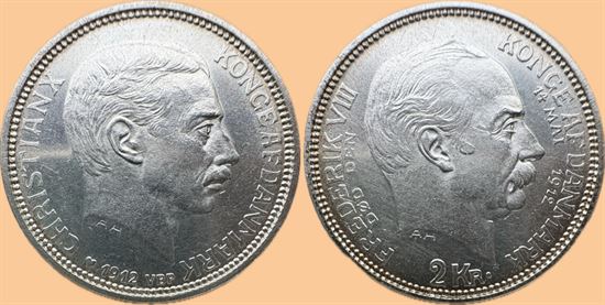 Erindringsmønt - Årgang 1912 2 kr. sølv i kv. 0