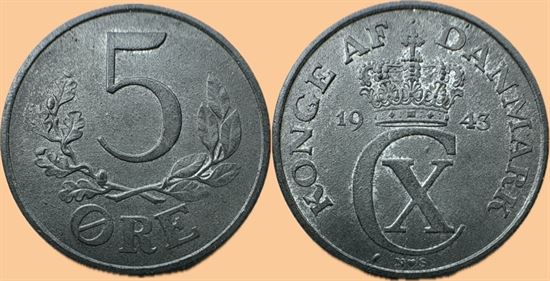 5 øre 1943 i kv. 01