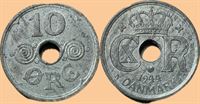 10 øre 1944 i kv. 0 