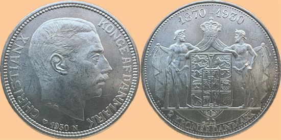 Erindringsmønt - Årgang 1930 2 kr. sølv i kv. 0