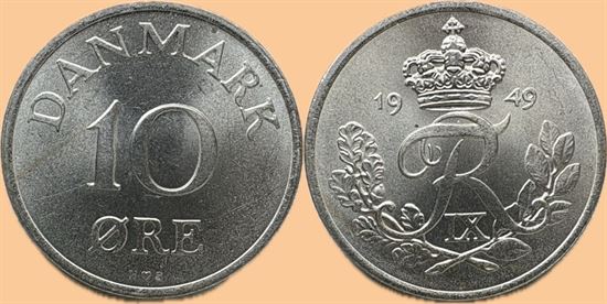 10 øre 1949 i kv. 0