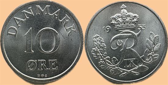 10 øre 1953 i kv. 0