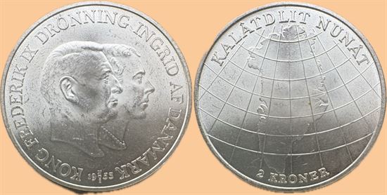 Erindringsmønt - Årgang 1953 2 kr. sølv i kv. 01 - 0