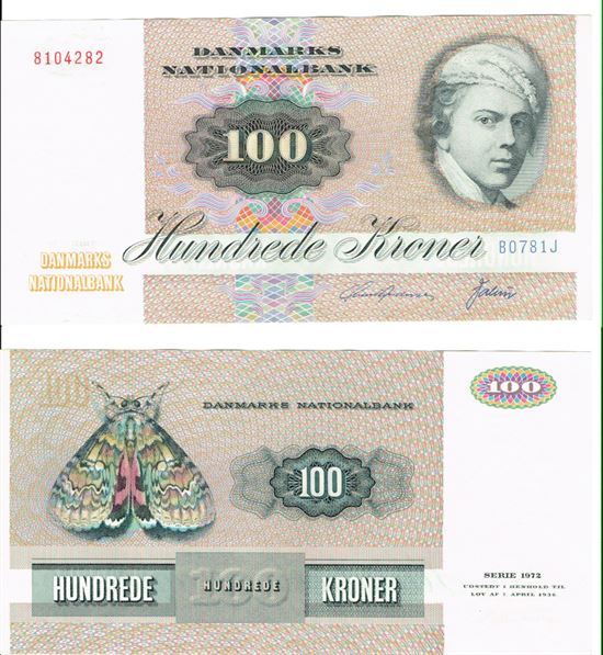 Seddel: 100 kr. 1978 B0781J i kv. 01 - 0