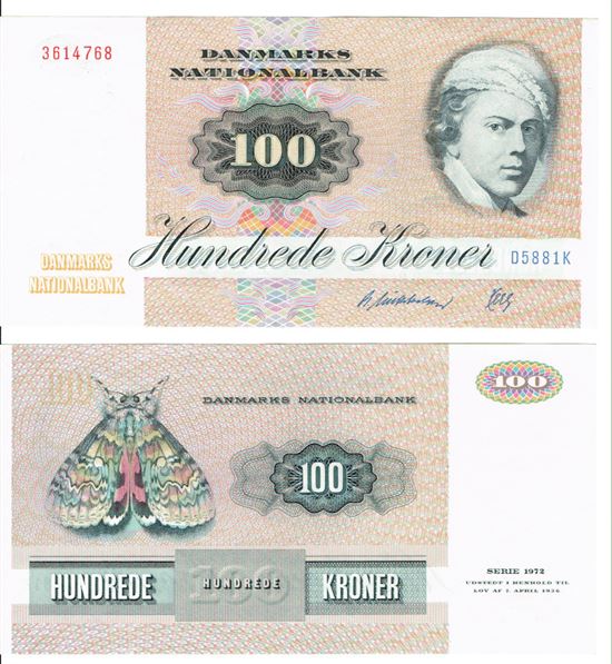 Seddel: 100 kr. 1988 D5881K i kv. 01 - 0