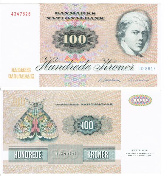 Seddel: 100 kr. 1986 D2861F i kv. 01