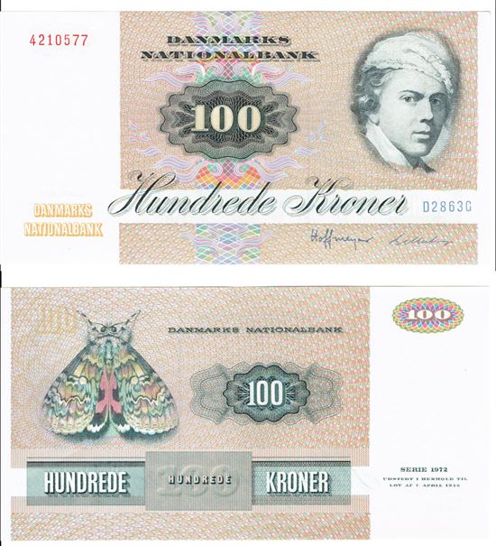 Seddel: 100 kr. 1986 D2863G i kv. 01 - 0