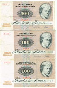 Seddel: 100 kr. 1972 i kv. 1- - 1 3 stk.
