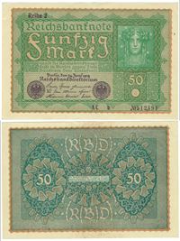 Seddel: Tyskland 50 mark 1919 i kv. 01