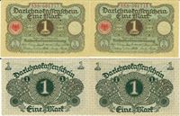 Seddel: Tyskland 1 mark 1920 i kv. 01 - 0 2 stk. med fortløbende nr.