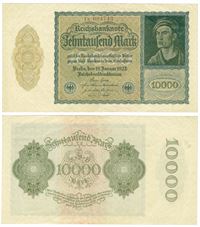 Seddel: Tyskland 10.000 mark 1922 i kv. 01