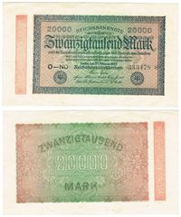 Seddel: Tyskland 20000 mark 1922 i kv. 01