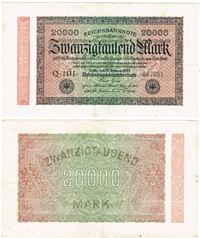 Seddel: Tyskland 20000 mark 1922 i kv. 1+