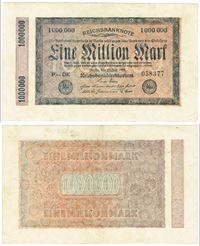 Seddel: Tyskland 1.000.000 mark 1923 i kv. 1+