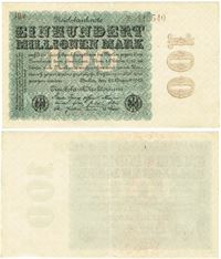Seddel: Tyskland 100.000.000 mark 1923 i kv. 1+ - 01